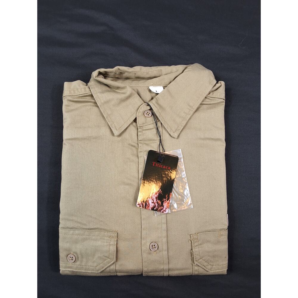 Titicaca FR Flame Resistant Work Shirt Khaki Long Sleeve NFPA 2112 CAT 2 NWT